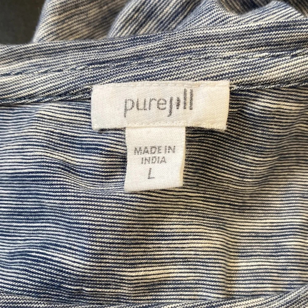 Pure Jill Cotton Knit Navy White Dress Sz L
